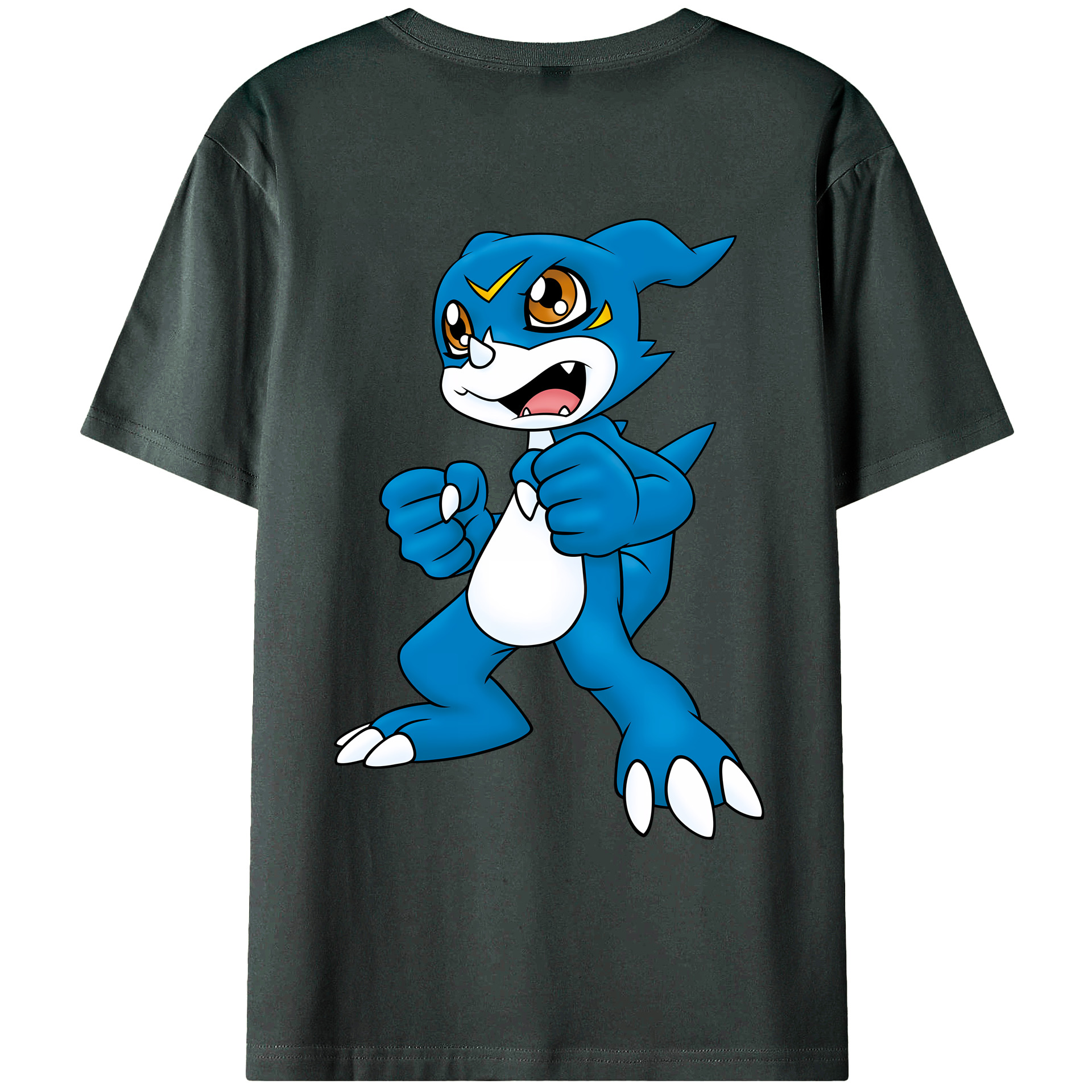 （画像用） Digimon デジタルモンスター/デジモン 綿100％ メンズ半袖Tシャツ（バックプリント） 通気性